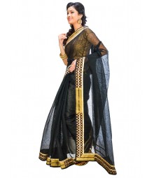 Black & Golden Self Design Ethnic Wear Fashion Saree DSCH044